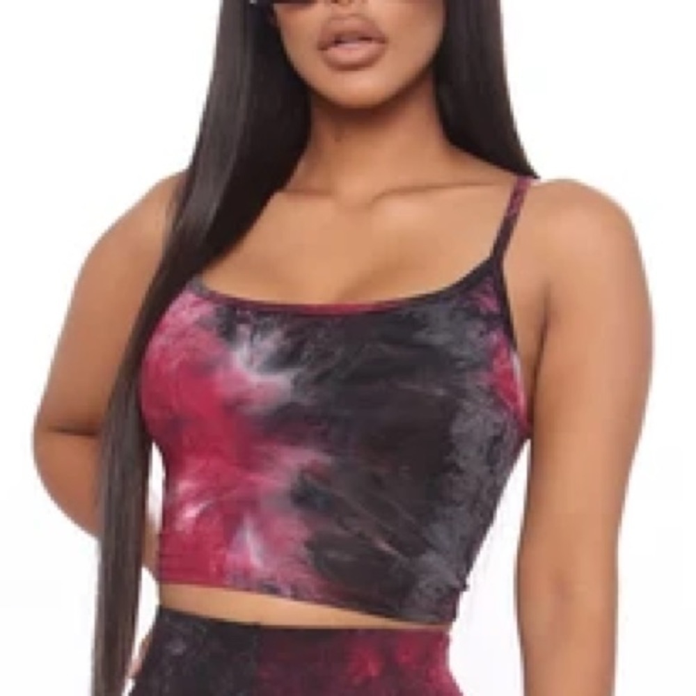 Fashion Nova Tie Dye Printed Cropped Tank Top Multicolor Sz Small